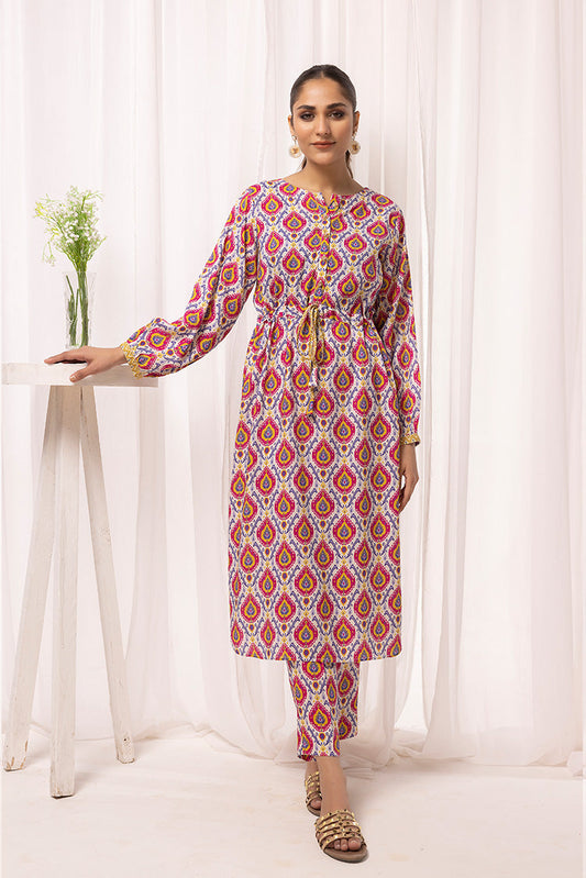 Ellena - 2-PC Stitched Printed Arabic Lawn Suit