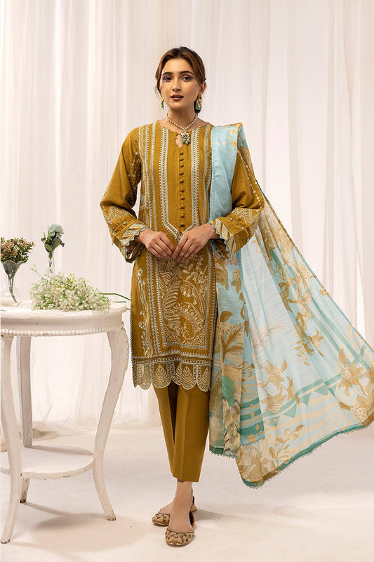 Ellena - 3-PC Stitched Self Jacquard Suit