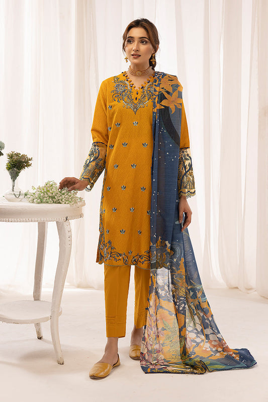 Ellena - 3-PC Stitched Self Jacquard Suit
