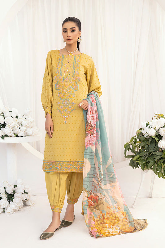Ellena - 3-PC Stitched Embroidered Suit