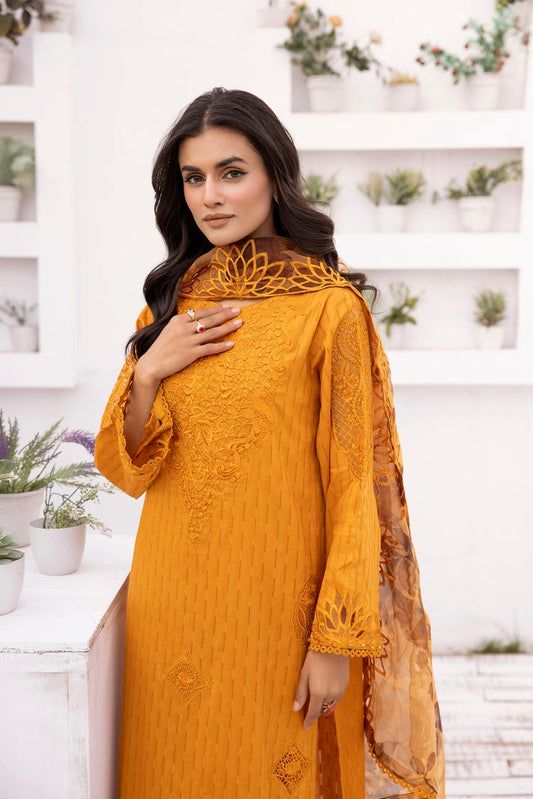 Ellena - 3-PC Stitched Embroidred Suit