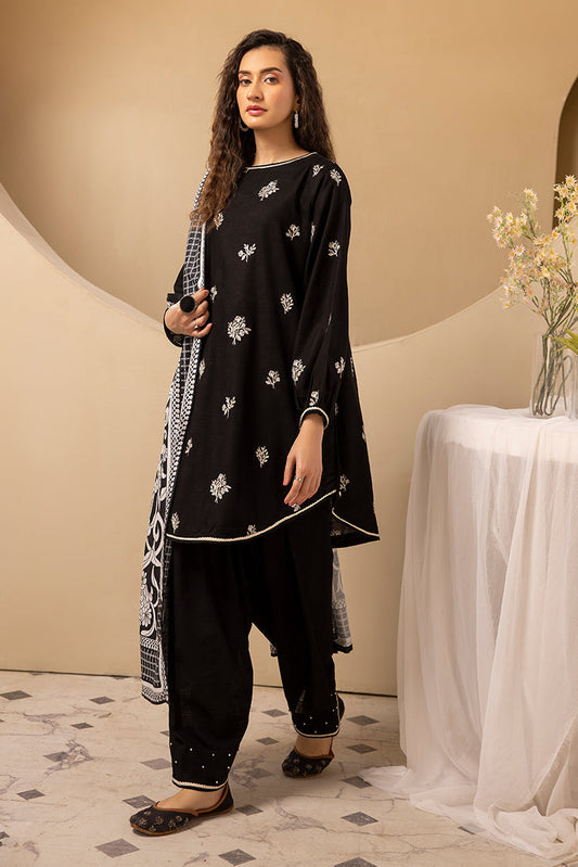 Ellena - 3-PC Stitched Embroidered Khaddar Suit