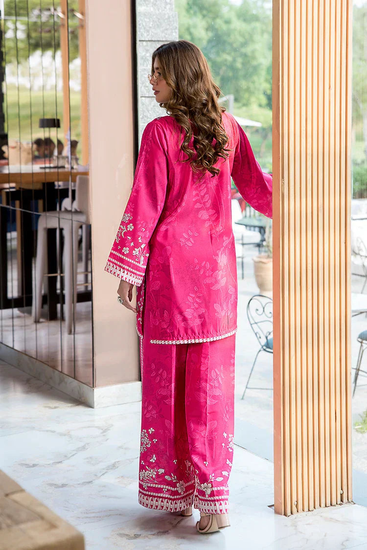 Picture of Flaming Fuschia Premium Blend Fusion Co-Ords Set - Available at Raja Sahib
