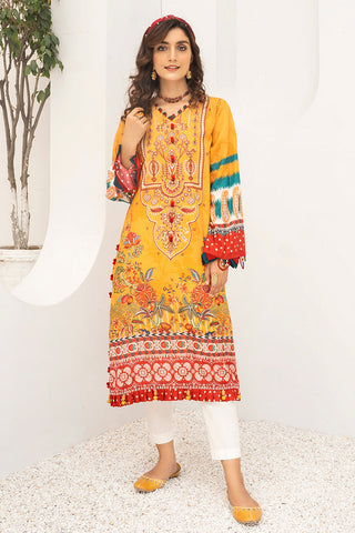 Picture of Ellena - Yellow Boom EY-L1-2-02 Embroidered Jacquard Kurti - Available at Raja Sahib