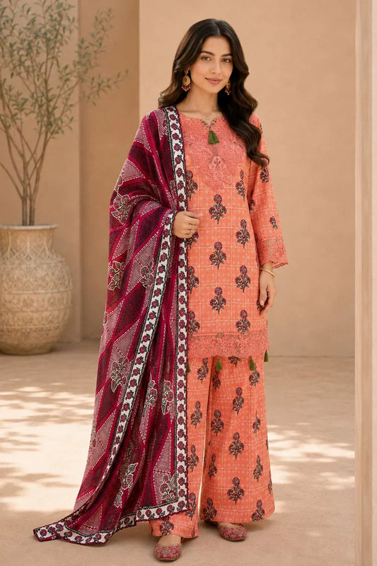 Kleren - Eleganza Embroidered & Digital Printed Lawn - Stitched - E-13
