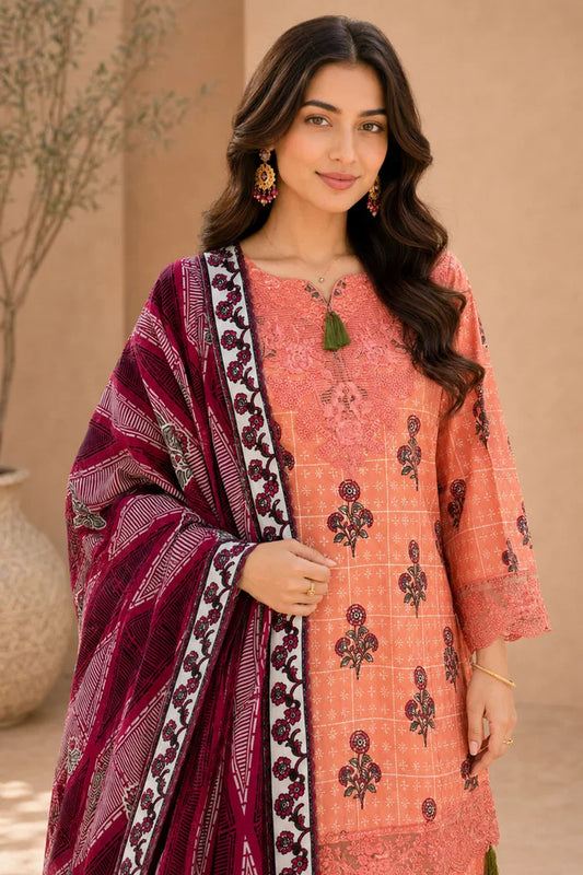 Kleren - Eleganza Embroidered & Digital Printed Lawn - Stitched - E-13