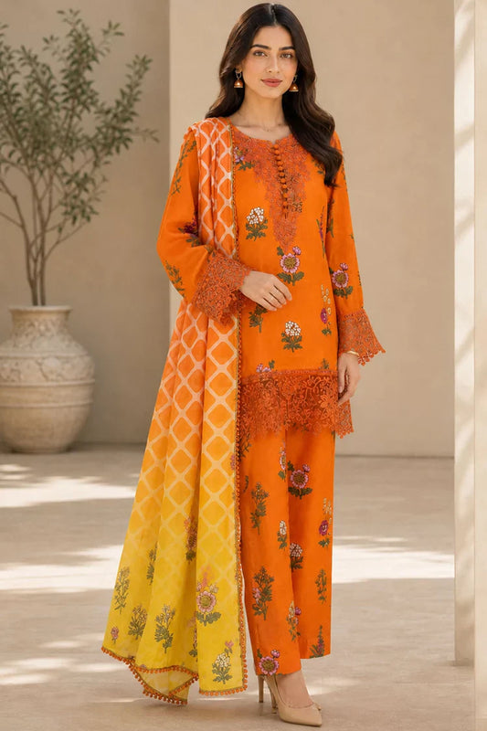 Kleren - Eleganza Embroidered & Digital Printed Lawn - Stitched - E-16