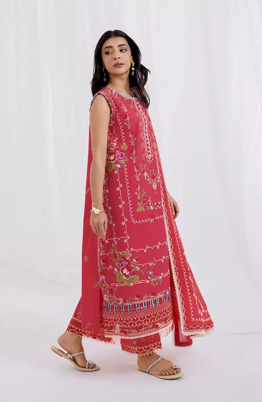 Fiona - 3 Piece Embroidered Lawn - Rosso