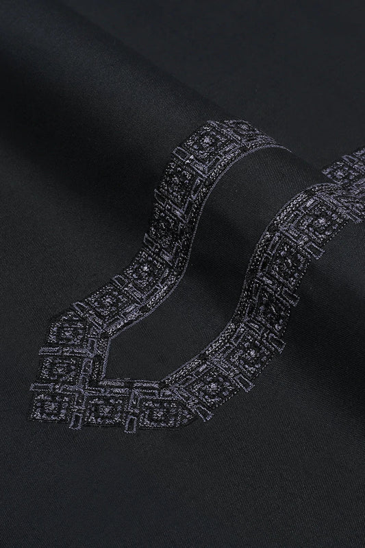 Fabrich - Men's Unstitch Embroidered Neckline Kameez Shalwar - Black