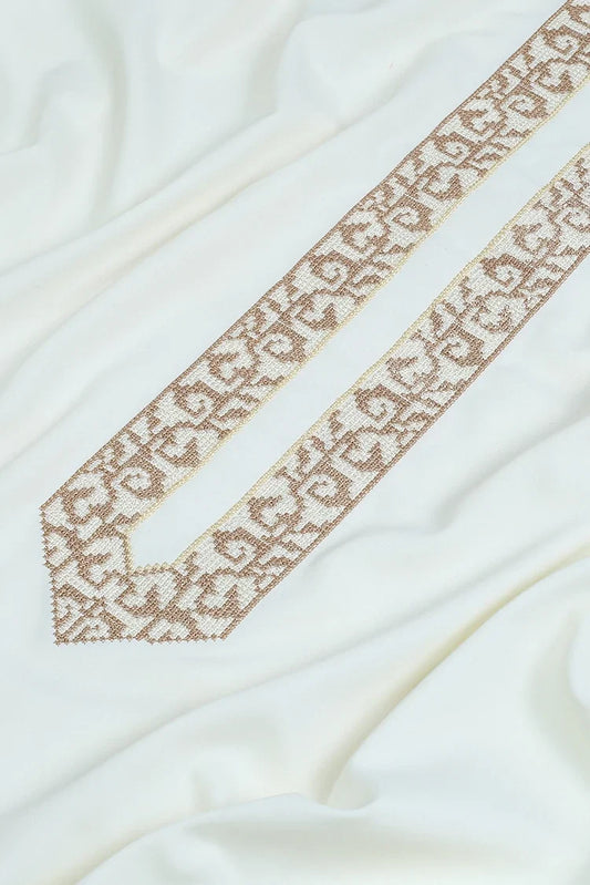 Fabrich - Men's Unstitch Embroidered Neckline - Cream