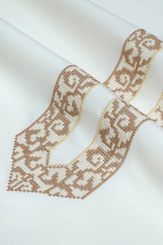 Fabrich - Men's Unstitch Embroidered Neckline - Cream