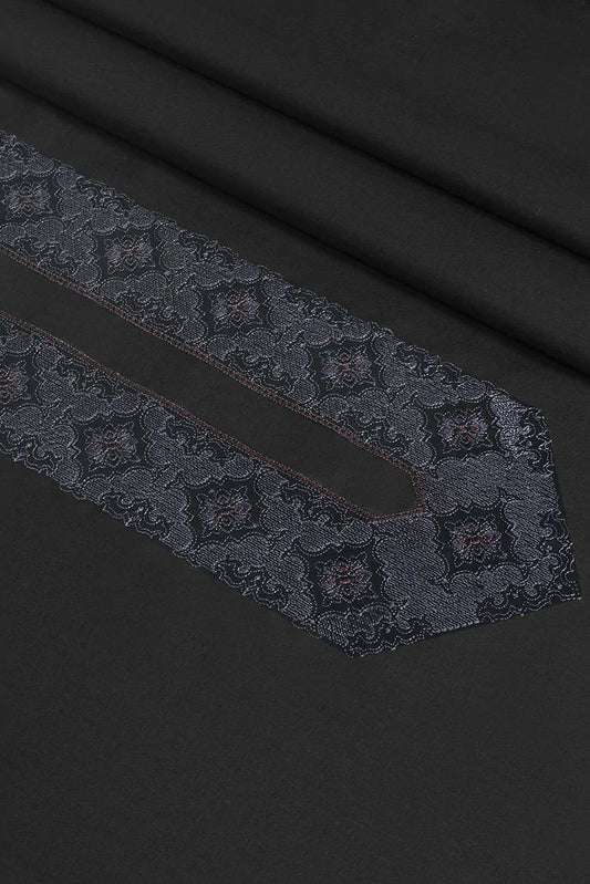 Fabrich - Men's Unstitch Embroidered Neckline Kameez Shalwar - Black