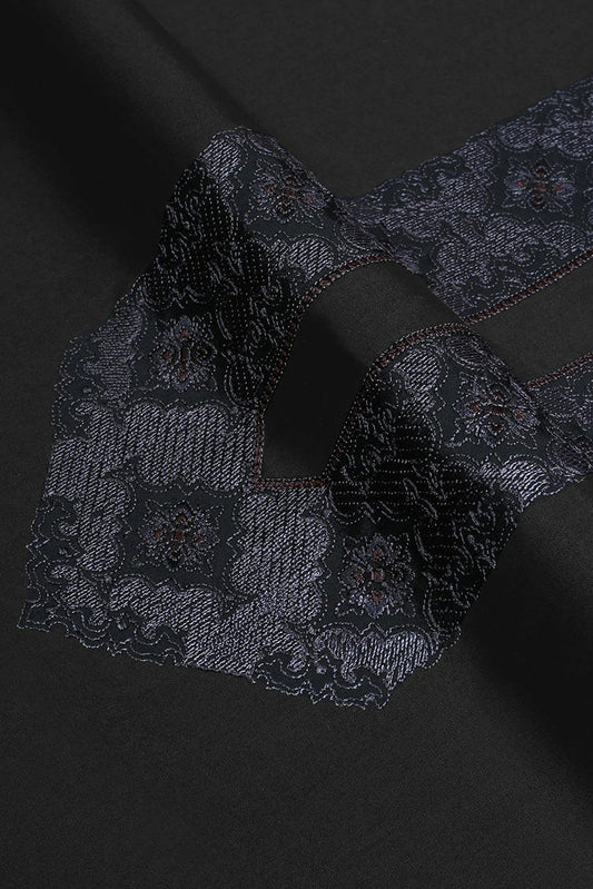 Fabrich - Men's Unstitch Embroidered Neckline Kameez Shalwar - Black