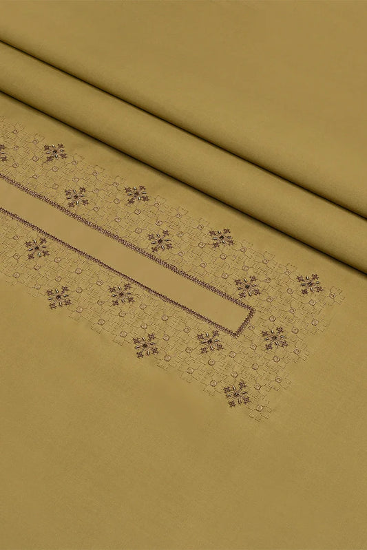 Fabrich - Men's Unstitch Cross Stitch Embroidered Neckline Kameez Shalwar -Antique Gold