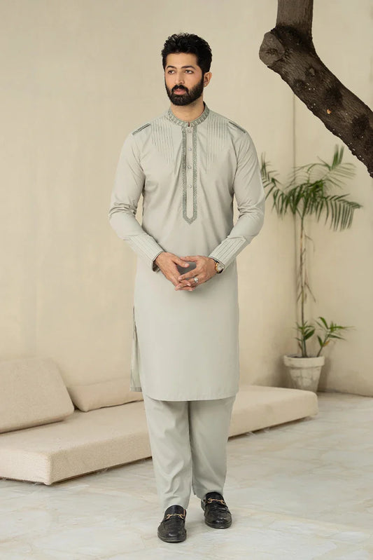 Fabrich - Men's Embroidered Unstitch Kameez Shalwar - Nyanza