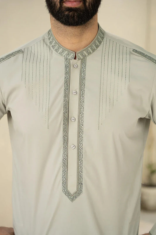 Fabrich - Men's Embroidered Unstitch Kameez Shalwar - Nyanza