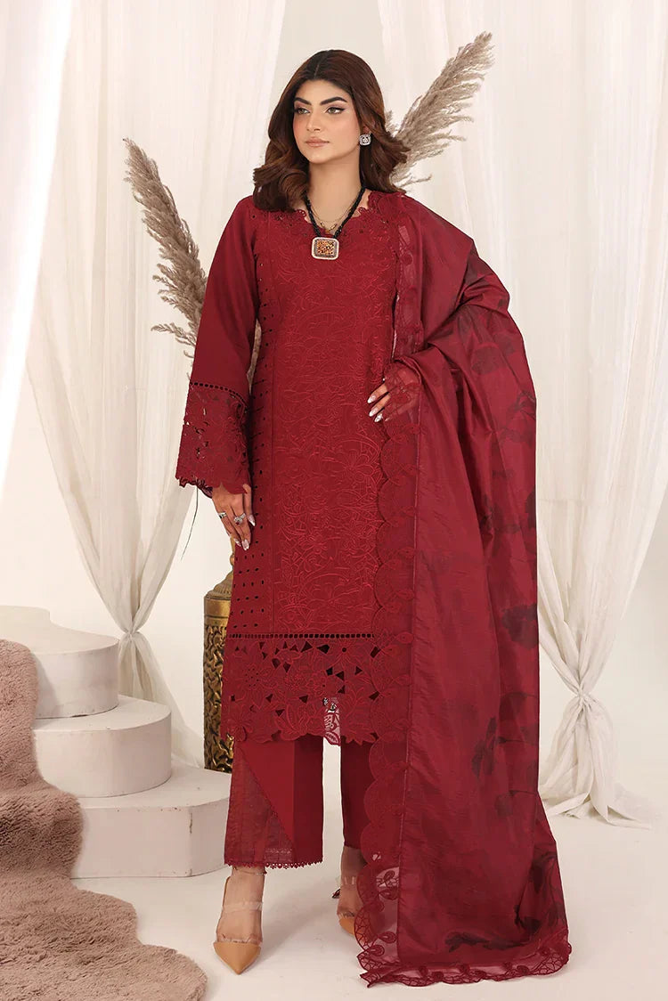 Picture of <!--alw-->Bella Studio - Luxury Embroidered Lawn Collection - Falu Maroon - Available at Raja Sahib
