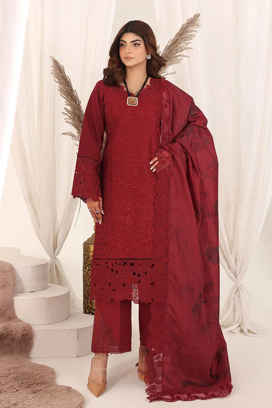 Picture of <!--alw-->Bella Studio - Luxury Embroidered Lawn Collection - Falu Maroon - Available at Raja Sahib