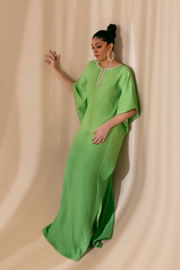 Picture of Fozia Khalid - Kaftaan Casual Pret Collection - Mint Dusk - Available at Raja Sahib