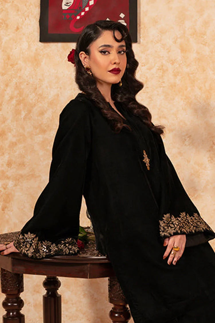 Picture of Fozia Khalid - Velvet Deck - Ebony - Available at Raja Sahib