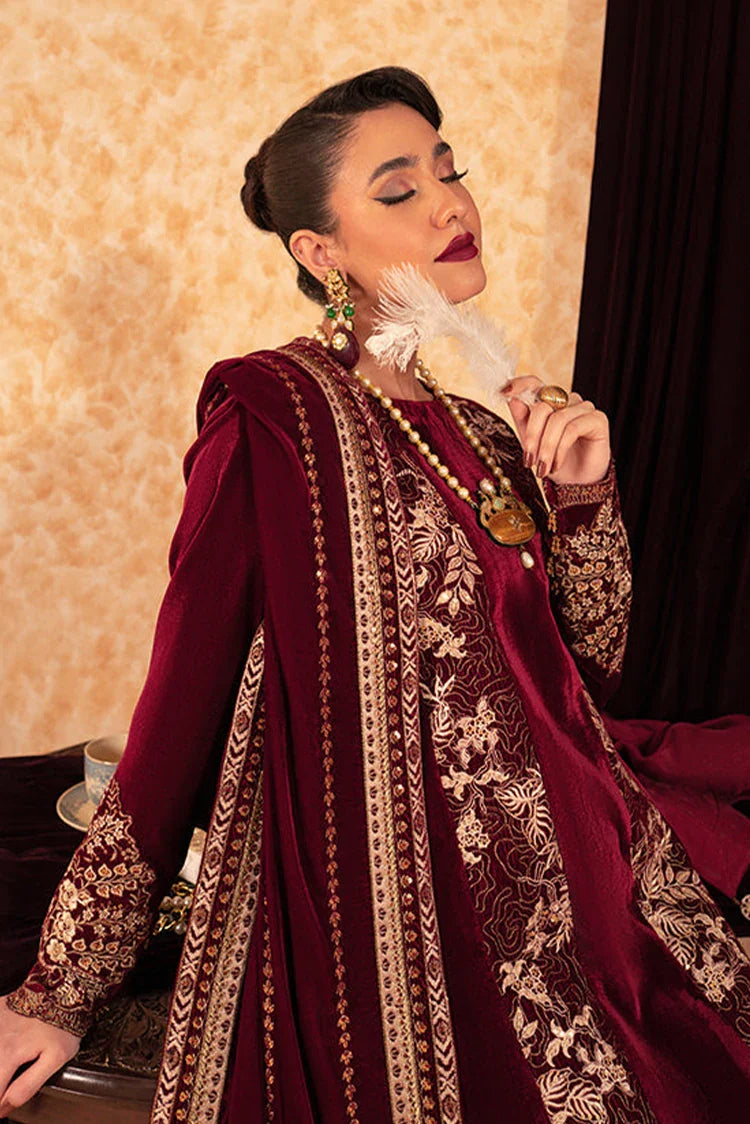 Picture of Fozia Khalid - Velvet Deck - Duchess - Available at Raja Sahib