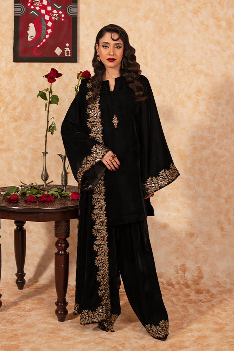 Picture of Velvet Deck Shawls - Ebony - Available at Raja Sahib