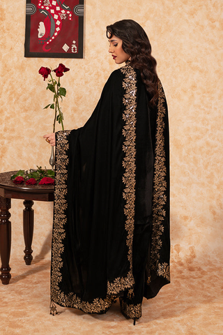 Picture of Velvet Deck Shawls - Ebony - Available at Raja Sahib