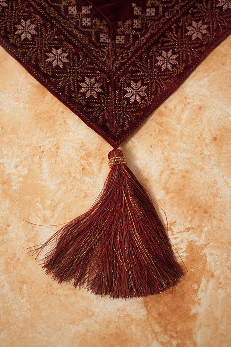 Picture of Velvet Deck Shawls - Garnet - Available at Raja Sahib