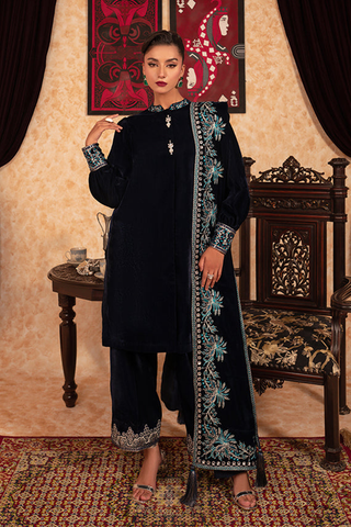 Picture of Velvet Deck Shawls - Spade - Available at Raja Sahib