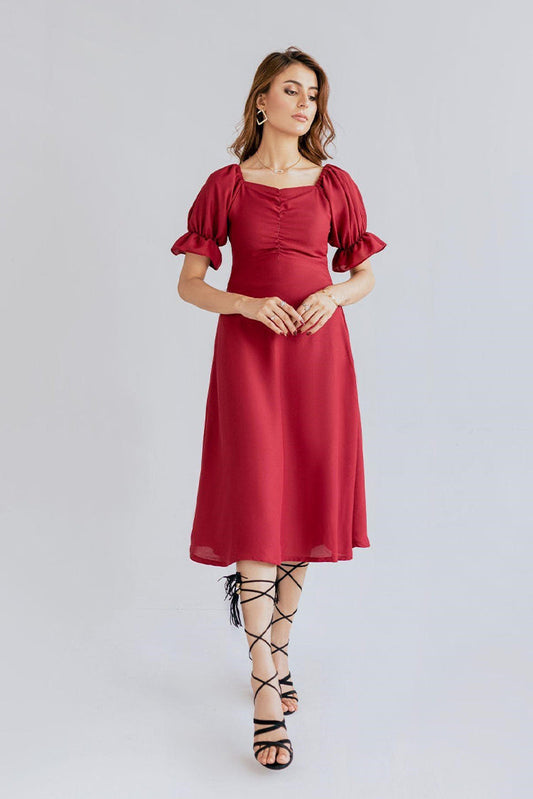 Picture of The Slay Wear - Western Top - Flaming Red Dress - Available at Raja Sahib