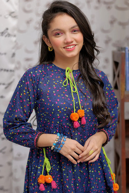 Senorita - GAA-02148 | BLUE & MULTICOLOR | CASUAL KURTA | COTTON LAWN PRINT