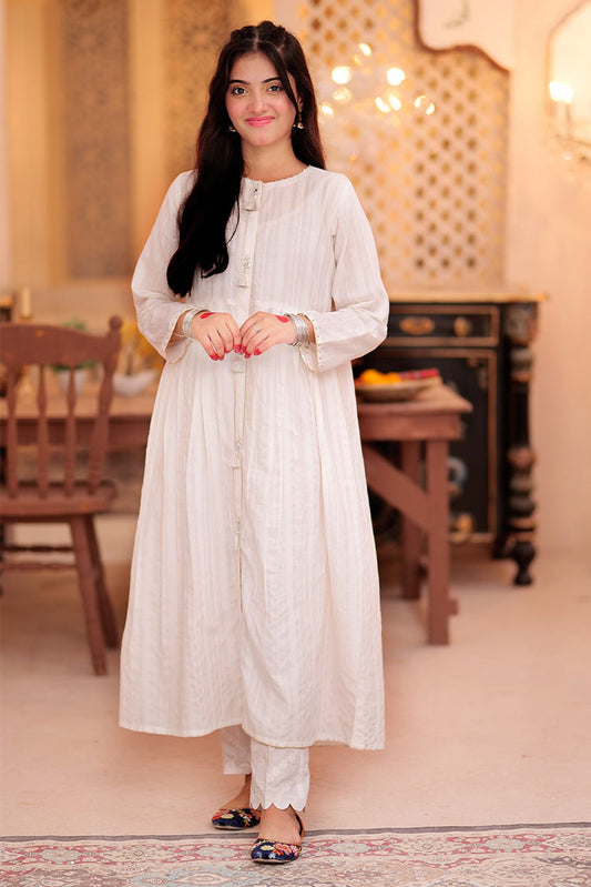 Picture of <!--cee-->Senorita - GAA-02347 | White | Casual Kurta | Cotton Dobby - Available at Raja Sahib