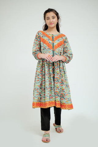 GAA-02625 | Green & Multicolor | Casual 3 Piece Suit | Cotton Lawn Printed