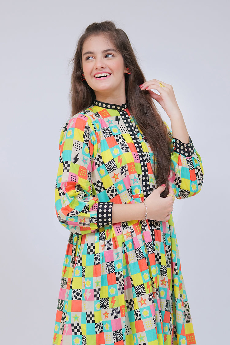 Picture of Senorita - GAA-02720 | Fawn & Multicolor | Casual Kurta | Cotton Lawn Printed - Available at Raja Sahib