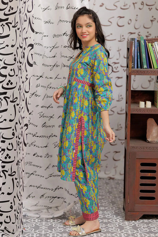 Senorita - GAC-02168 | BLUE & MULTICOLOR | CASUAL 2 PIECE SUIT | COTTON CAMBRIC PRINT