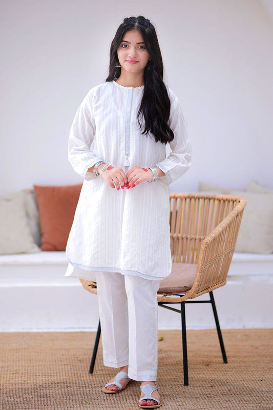 Senorita - GAC-02348 | White | Casual 2 Piece Suit  | Cotton Dobby