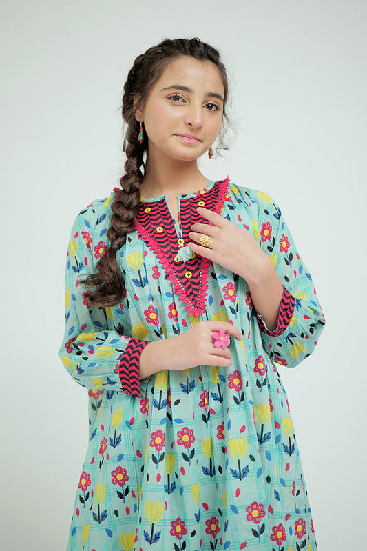 Senorita - GAC-02573 | Sea Green & Multicolor | Casual 2 Piece Suit  | Cotton Lawn Printed