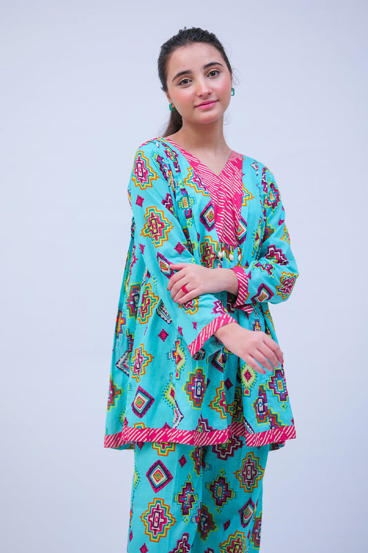 Picture of <!--cdq-->Senorita - GAC-02717 | Sea Green & Multicolor | Casual 2 Piece Suit | Cotton Lawn Printed - Available at Raja Sahib