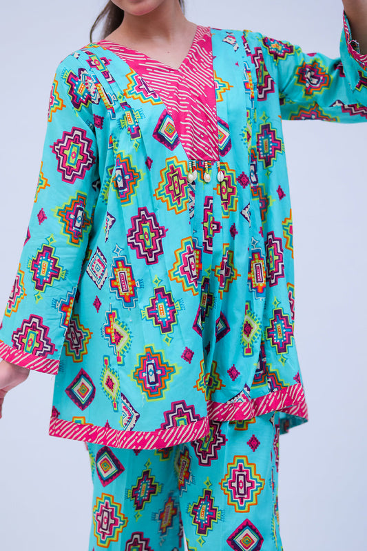 Picture of <!--cdq-->Senorita - GAC-02717 | Sea Green & Multicolor | Casual 2 Piece Suit | Cotton Lawn Printed - Available at Raja Sahib