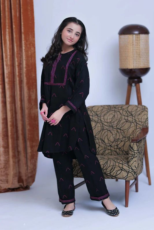 Picture of GAC-02771 | Black & Shocking Pink | Casual 3 Piece Suit   | Acrylic Fabric - Available at Raja Sahib