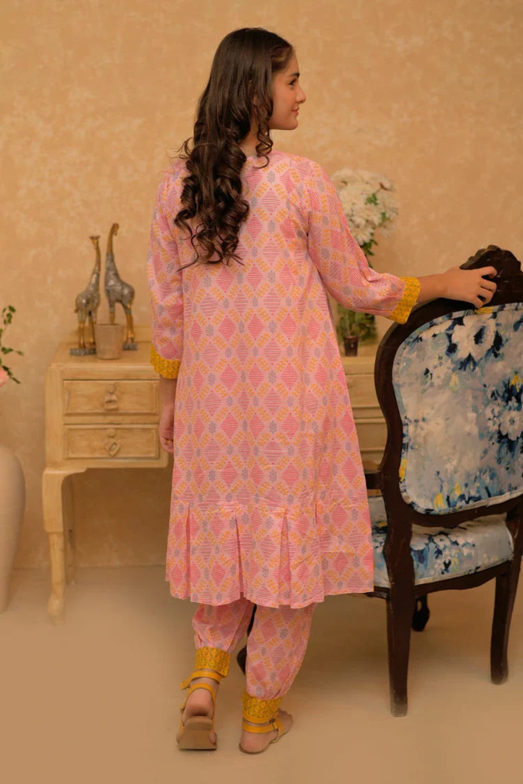 Picture of GAC-02808 | Pink & Multicolor | Casual 2 Piece Suit | Cotton Dobby Self - Available at Raja Sahib