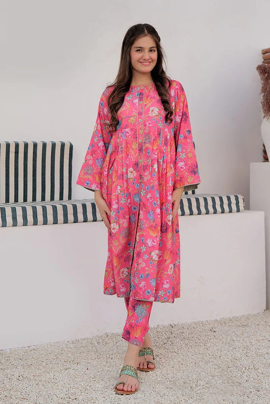 Picture of <!--aom-->GAC-02930 | Pink & Multicolor | Casual 2 Piece Suit | Polyester Lawn Printed - Available at Raja Sahib