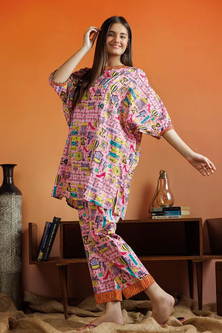 Picture of GAC-03098 | Pink & Multicolor | Casual 2 Piece Suit | Cotton Lawn Printed - Available at Raja Sahib