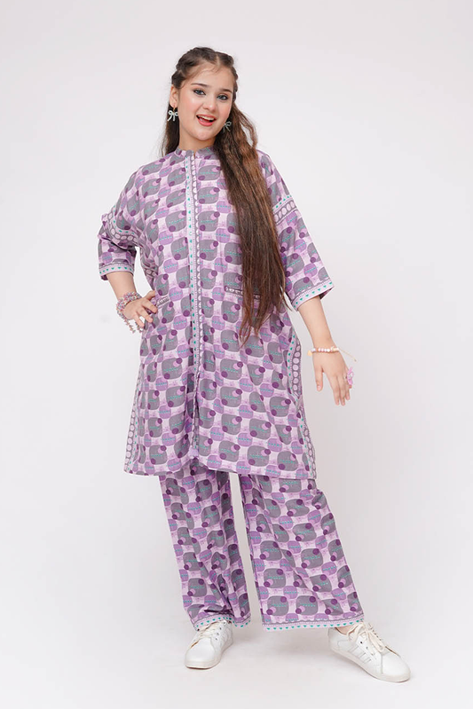 Senorita - Purple & Multicolor - Casual 2 Piece Suit  - GAC-03580