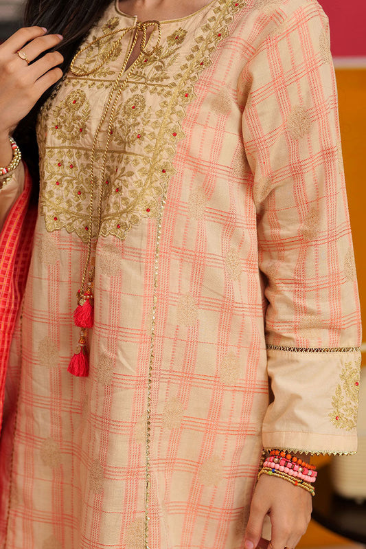 Senorita - GBD-02191 | Fawn & Multicolor | Casual 3 Piece Suit  | Cotton Yarn dyed