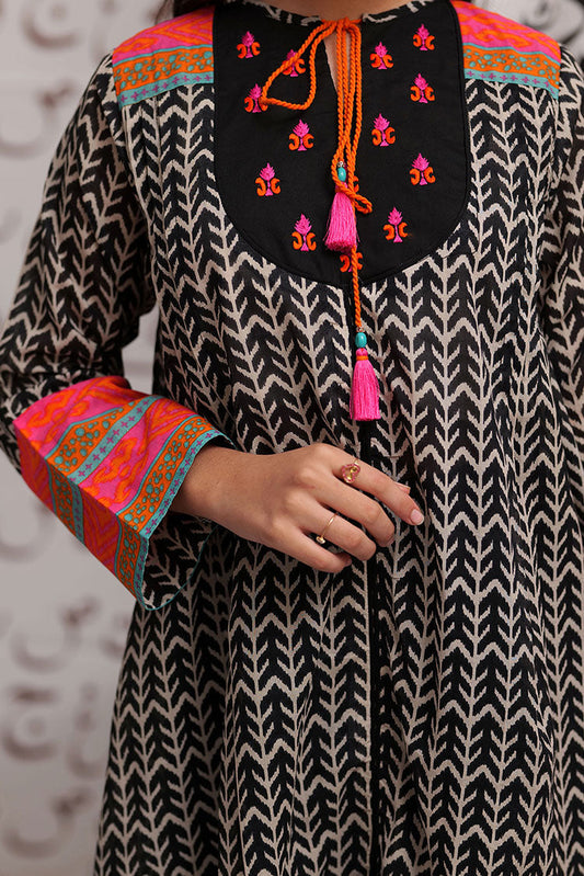 Senorita - GAD-02267 | Black & White | Casual 3 Piece Suit  | Cotton Lawn Print