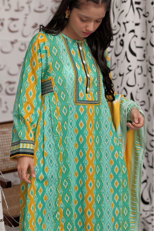 Senorita - GAD-02268 | Sea Green & Multicolor | Casual 3 Piece Suit  | Cotton Lawn Print