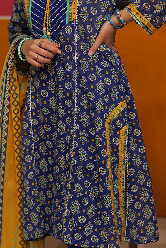 Senorita - GAD-02271 | Blue & Multicolor | Casual 3 Piece Suit  | Cotton Lawn Print