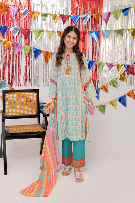 Senorita - GAD-02274 | Beige & Multicolor | Casual 3 Piece Suit | Cotton Lawn Print