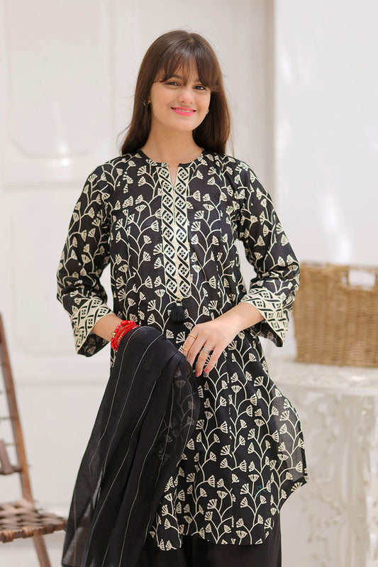 Senorita - GAD-02356 | Black & Multicolor | Casual 3 Piece Suit | Cotton Lawn Printed